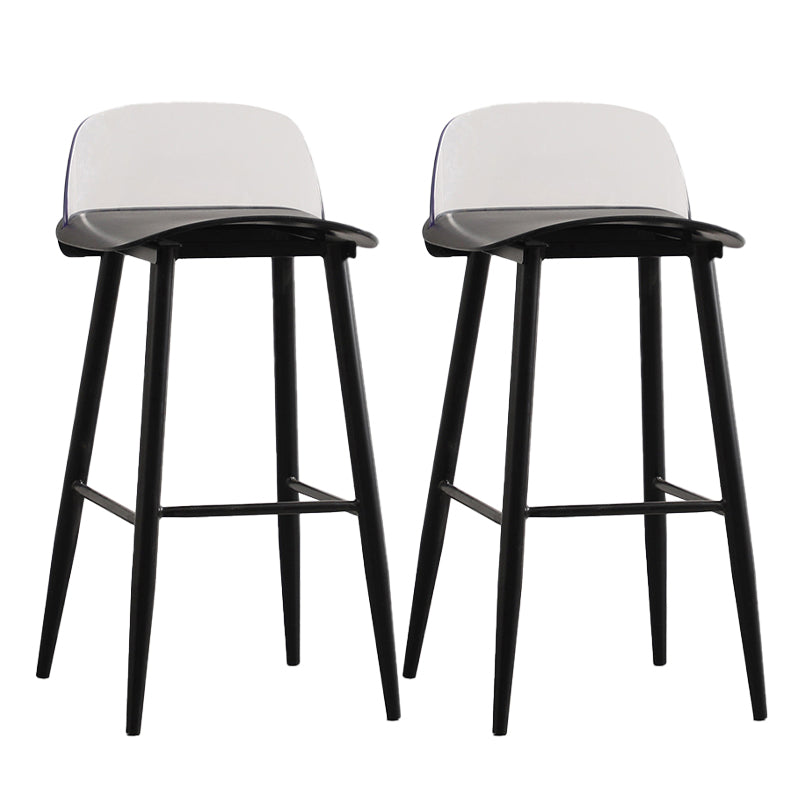 Modern Armless Backrest Counter Stool Iron Kitchen Bar Stool with Acrylic Seat and Pedal Black 2 Piece Set Clearhalo 'Bar Furniture' 'Bar Stools' 'bar_stools' 'furn' 'furn_bar_stools' 'Furniture' 'furniture_bar_stools' 'Kitchen & Dining Furniture' 4939779