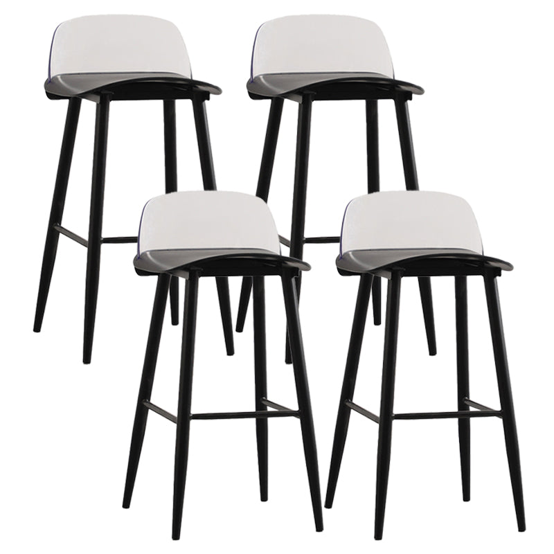 Modern Armless Backrest Counter Stool Iron Kitchen Bar Stool with Acrylic Seat and Pedal Black 4 Piece Set Clearhalo 'Bar Furniture' 'Bar Stools' 'bar_stools' 'furn' 'furn_bar_stools' 'Furniture' 'furniture_bar_stools' 'Kitchen & Dining Furniture' 4939782