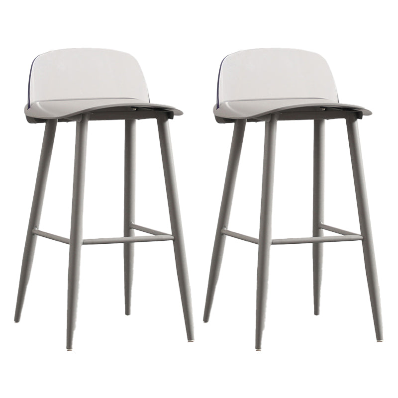 Modern Armless Backrest Counter Stool Iron Kitchen Bar Stool with Acrylic Seat and Pedal Grey 2 Piece Set Clearhalo 'Bar Furniture' 'Bar Stools' 'bar_stools' 'furn' 'furn_bar_stools' 'Furniture' 'furniture_bar_stools' 'Kitchen & Dining Furniture' 4939786