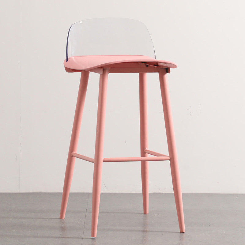 Modern Armless Backrest Counter Stool Iron Kitchen Bar Stool with Acrylic Seat and Pedal Clearhalo 'Bar Furniture' 'Bar Stools' 'bar_stools' 'furn' 'furn_bar_stools' 'Furniture' 'furniture_bar_stools' 'Kitchen & Dining Furniture' 4939793