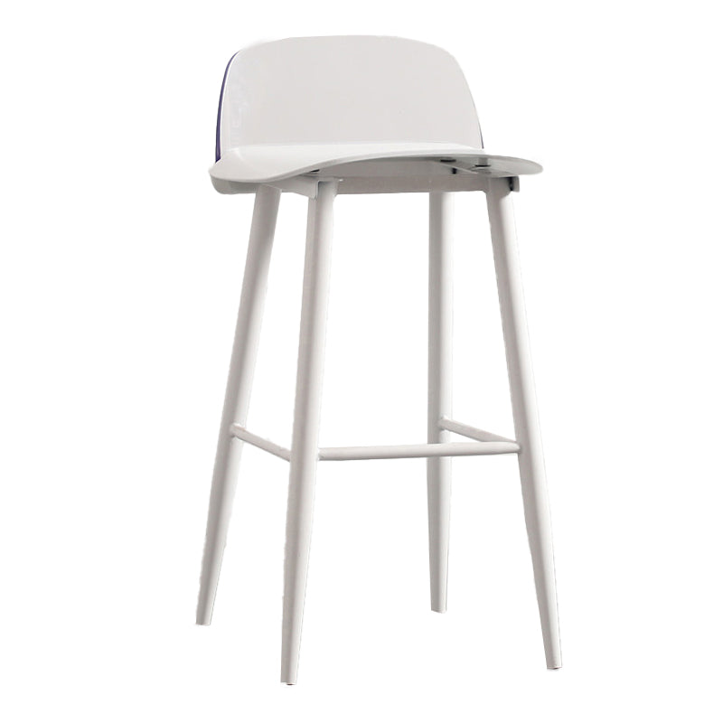 Modern Armless Backrest Counter Stool Iron Kitchen Bar Stool with Acrylic Seat and Pedal White 1 Piece Clearhalo 'Bar Furniture' 'Bar Stools' 'bar_stools' 'furn' 'furn_bar_stools' 'Furniture' 'furniture_bar_stools' 'Kitchen & Dining Furniture' 4939796