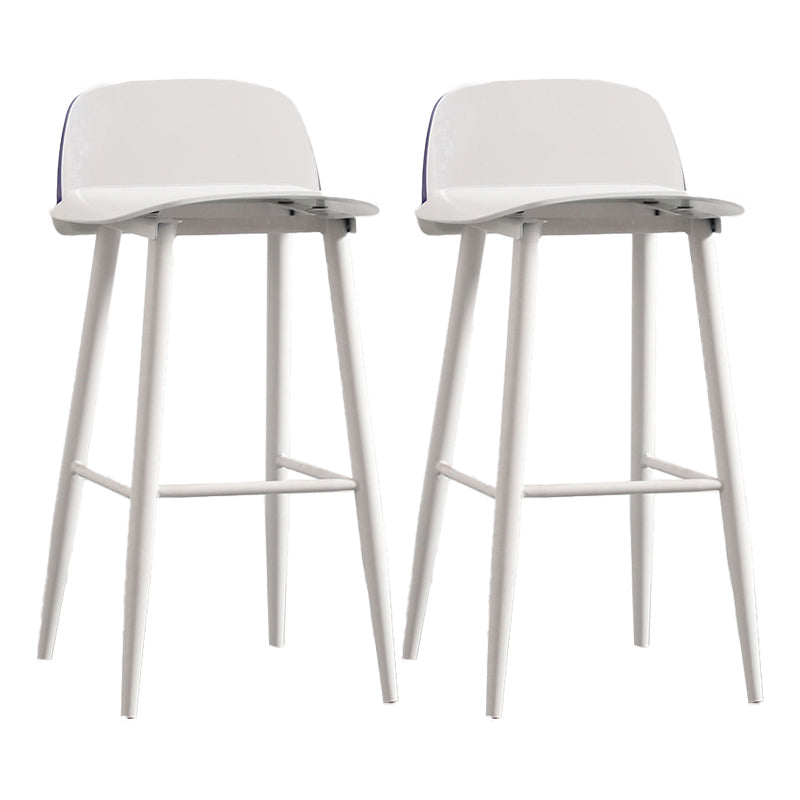 Modern Armless Backrest Counter Stool Iron Kitchen Bar Stool with Acrylic Seat and Pedal White 2 Piece Set Clearhalo 'Bar Furniture' 'Bar Stools' 'bar_stools' 'furn' 'furn_bar_stools' 'Furniture' 'furniture_bar_stools' 'Kitchen & Dining Furniture' 4939797