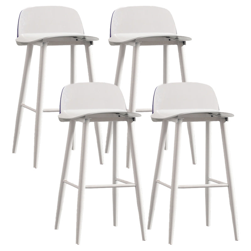 Modern Armless Backrest Counter Stool Iron Kitchen Bar Stool with Acrylic Seat and Pedal White 4 Piece Set Clearhalo 'Bar Furniture' 'Bar Stools' 'bar_stools' 'furn' 'furn_bar_stools' 'Furniture' 'furniture_bar_stools' 'Kitchen & Dining Furniture' 4939800