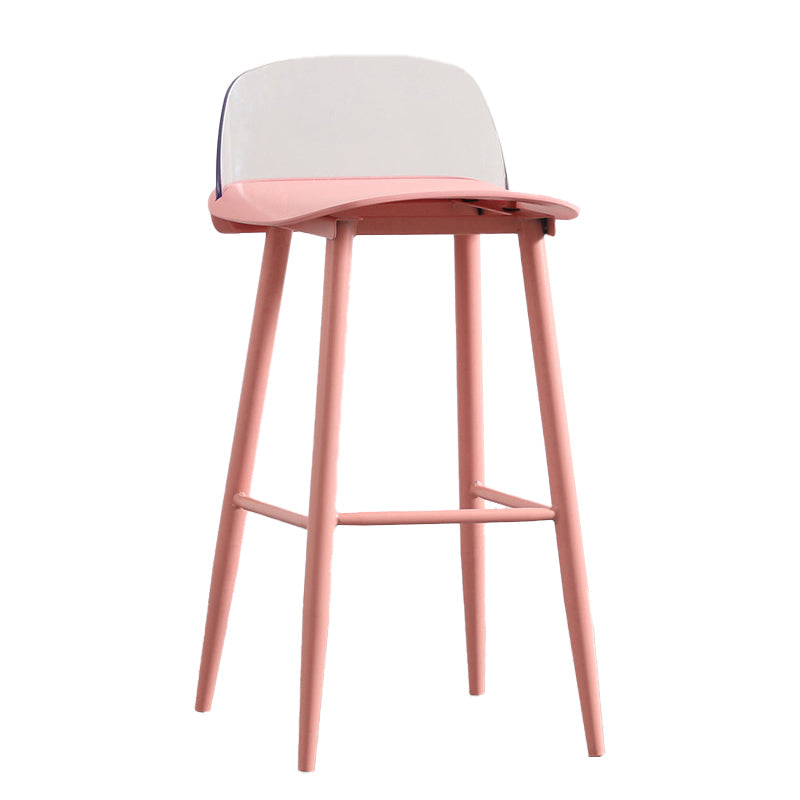 Modern Armless Backrest Counter Stool Iron Kitchen Bar Stool with Acrylic Seat and Pedal Pink 1 Piece Clearhalo 'Bar Furniture' 'Bar Stools' 'bar_stools' 'furn' 'furn_bar_stools' 'Furniture' 'furniture_bar_stools' 'Kitchen & Dining Furniture' 4939802