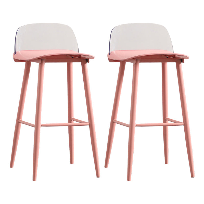 Modern Armless Backrest Counter Stool Iron Kitchen Bar Stool with Acrylic Seat and Pedal Pink 2 Piece Set Clearhalo 'Bar Furniture' 'Bar Stools' 'bar_stools' 'furn' 'furn_bar_stools' 'Furniture' 'furniture_bar_stools' 'Kitchen & Dining Furniture' 4939804