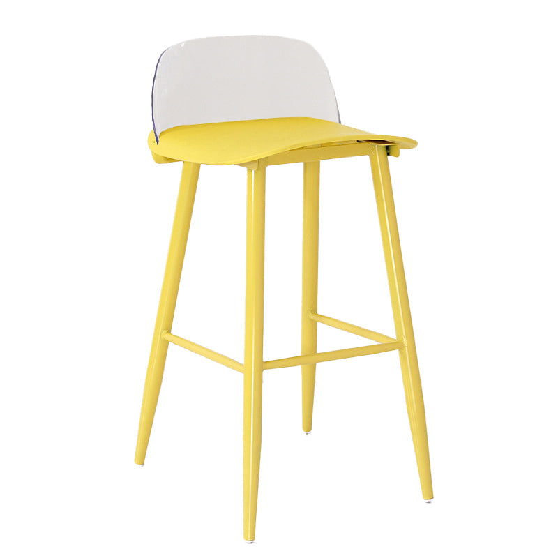 Modern Armless Backrest Counter Stool Iron Kitchen Bar Stool with Acrylic Seat and Pedal Yellow 1 Piece Clearhalo 'Bar Furniture' 'Bar Stools' 'bar_stools' 'furn' 'furn_bar_stools' 'Furniture' 'furniture_bar_stools' 'Kitchen & Dining Furniture' 4939806