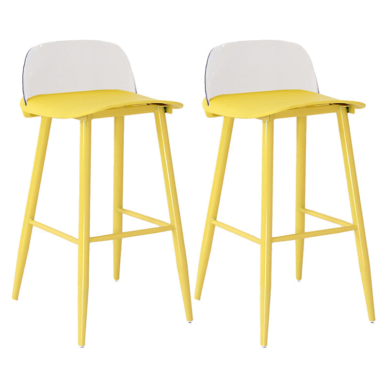 Modern Armless Backrest Counter Stool Iron Kitchen Bar Stool with Acrylic Seat and Pedal Yellow 2 Piece Set Clearhalo 'Bar Furniture' 'Bar Stools' 'bar_stools' 'furn' 'furn_bar_stools' 'Furniture' 'furniture_bar_stools' 'Kitchen & Dining Furniture' 4939807
