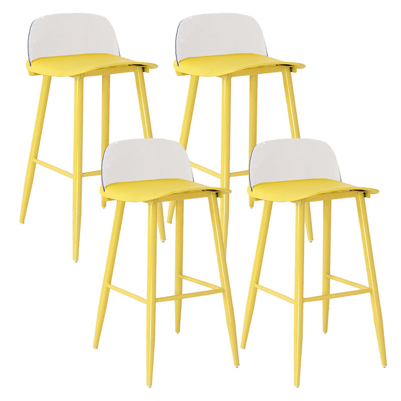 Modern Armless Backrest Counter Stool Iron Kitchen Bar Stool with Acrylic Seat and Pedal Yellow 4 Piece Set Clearhalo 'Bar Furniture' 'Bar Stools' 'bar_stools' 'furn' 'furn_bar_stools' 'Furniture' 'furniture_bar_stools' 'Kitchen & Dining Furniture' 4939808