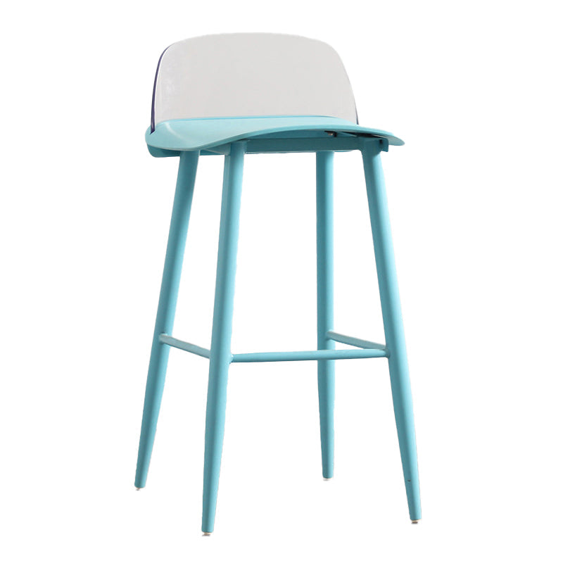 Modern Armless Backrest Counter Stool Iron Kitchen Bar Stool with Acrylic Seat and Pedal Blue 1 Piece Clearhalo 'Bar Furniture' 'Bar Stools' 'bar_stools' 'furn' 'furn_bar_stools' 'Furniture' 'furniture_bar_stools' 'Kitchen & Dining Furniture' 4939809