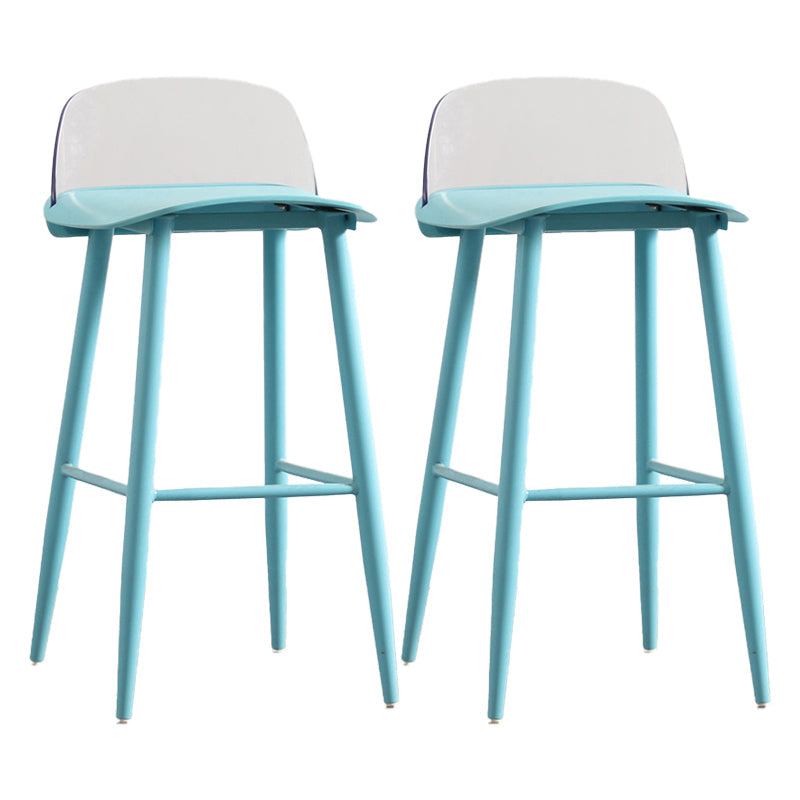 Modern Armless Backrest Counter Stool Iron Kitchen Bar Stool with Acrylic Seat and Pedal Blue 2 Piece Set Clearhalo 'Bar Furniture' 'Bar Stools' 'bar_stools' 'furn' 'furn_bar_stools' 'Furniture' 'furniture_bar_stools' 'Kitchen & Dining Furniture' 4939810