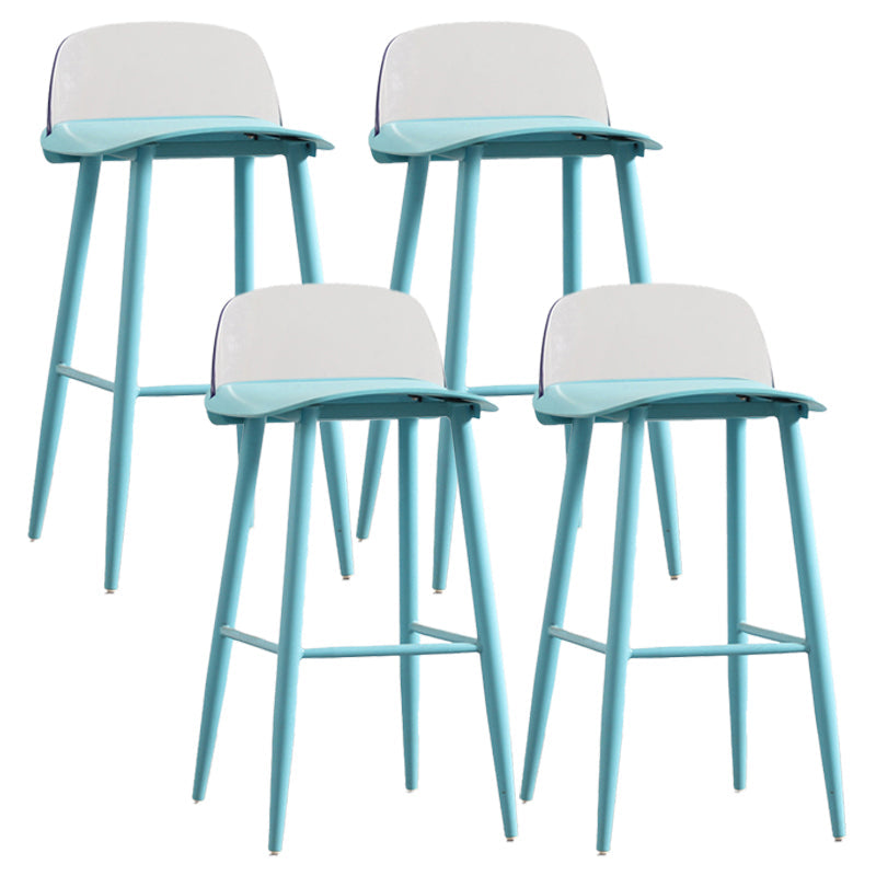 Modern Armless Backrest Counter Stool Iron Kitchen Bar Stool with Acrylic Seat and Pedal Blue 4 Piece Set Clearhalo 'Bar Furniture' 'Bar Stools' 'bar_stools' 'furn' 'furn_bar_stools' 'Furniture' 'furniture_bar_stools' 'Kitchen & Dining Furniture' 4939811