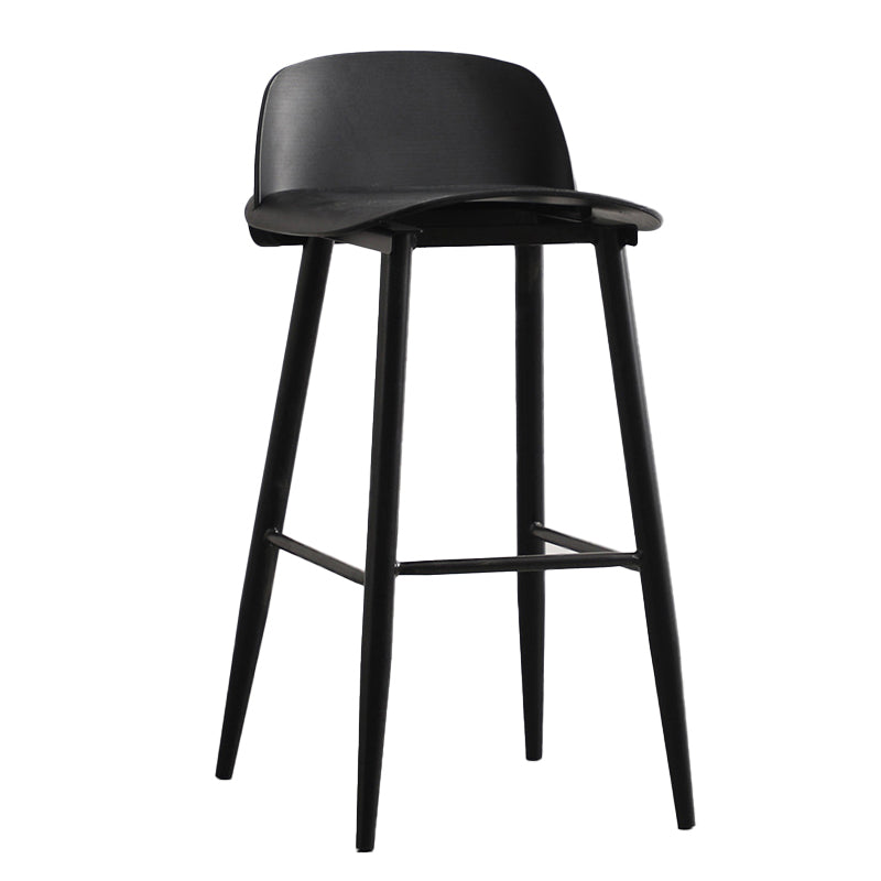 Modern Armless Backrest Counter Stool Iron Kitchen Bar Stool with Acrylic Seat and Pedal Gloss Black 1 Piece Clearhalo 'Bar Furniture' 'Bar Stools' 'bar_stools' 'furn' 'furn_bar_stools' 'Furniture' 'furniture_bar_stools' 'Kitchen & Dining Furniture' 4939815