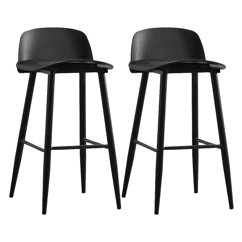Modern Armless Backrest Counter Stool Iron Kitchen Bar Stool with Acrylic Seat and Pedal Gloss Black 2 Piece Set Clearhalo 'Bar Furniture' 'Bar Stools' 'bar_stools' 'furn' 'furn_bar_stools' 'Furniture' 'furniture_bar_stools' 'Kitchen & Dining Furniture' 4939816