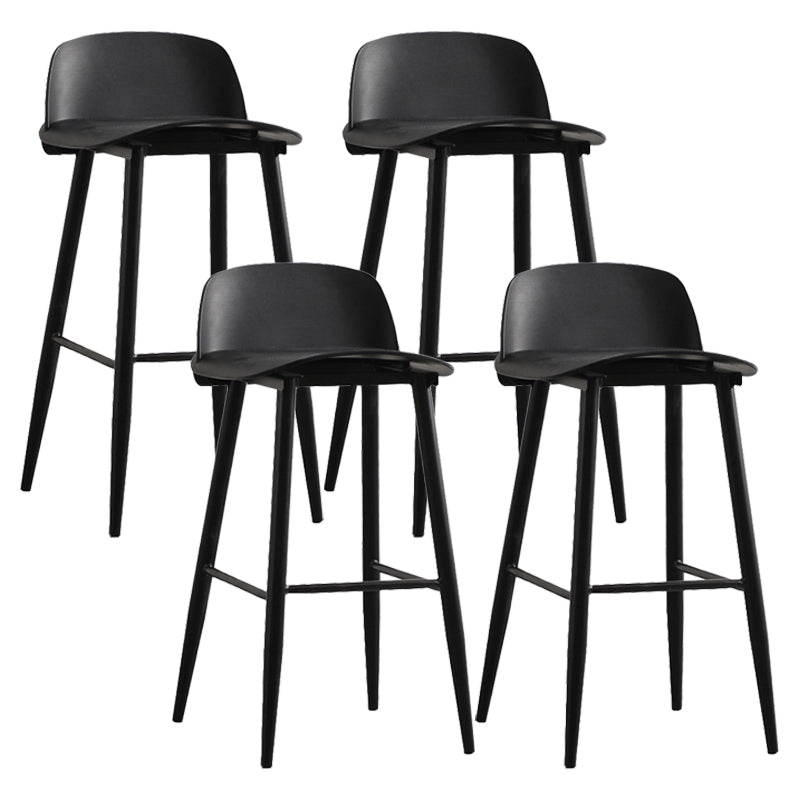 Modern Armless Backrest Counter Stool Iron Kitchen Bar Stool with Acrylic Seat and Pedal Gloss Black 4 Piece Set Clearhalo 'Bar Furniture' 'Bar Stools' 'bar_stools' 'furn' 'furn_bar_stools' 'Furniture' 'furniture_bar_stools' 'Kitchen & Dining Furniture' 4939817