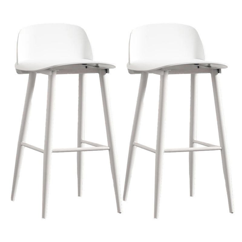Modern Armless Backrest Counter Stool Iron Kitchen Bar Stool with Acrylic Seat and Pedal Gloss White 2 Piece Set Clearhalo 'Bar Furniture' 'Bar Stools' 'bar_stools' 'furn' 'furn_bar_stools' 'Furniture' 'furniture_bar_stools' 'Kitchen & Dining Furniture' 4939819