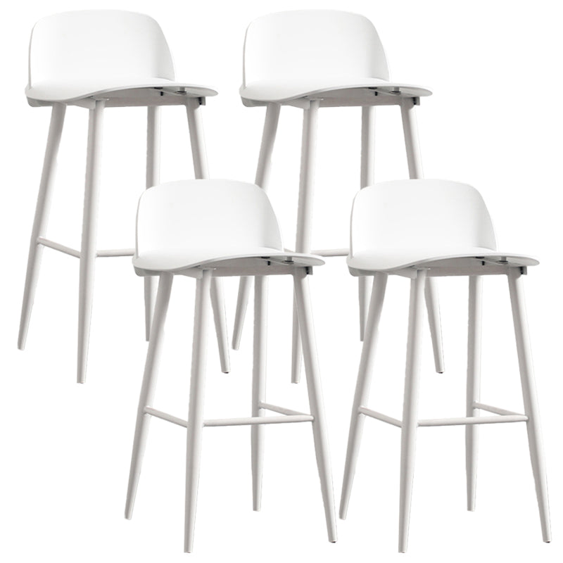 Modern Armless Backrest Counter Stool Iron Kitchen Bar Stool with Acrylic Seat and Pedal Gloss White 4 Piece Set Clearhalo 'Bar Furniture' 'Bar Stools' 'bar_stools' 'furn' 'furn_bar_stools' 'Furniture' 'furniture_bar_stools' 'Kitchen & Dining Furniture' 4939820
