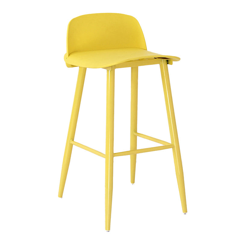 Modern Armless Backrest Counter Stool Iron Kitchen Bar Stool with Acrylic Seat and Pedal Light Yellow 1 Piece Clearhalo 'Bar Furniture' 'Bar Stools' 'bar_stools' 'furn' 'furn_bar_stools' 'Furniture' 'furniture_bar_stools' 'Kitchen & Dining Furniture' 4939821