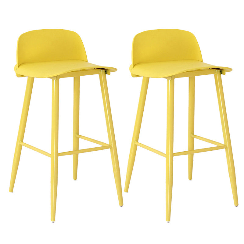 Modern Armless Backrest Counter Stool Iron Kitchen Bar Stool with Acrylic Seat and Pedal Light Yellow 2 Piece Set Clearhalo 'Bar Furniture' 'Bar Stools' 'bar_stools' 'furn' 'furn_bar_stools' 'Furniture' 'furniture_bar_stools' 'Kitchen & Dining Furniture' 4939822
