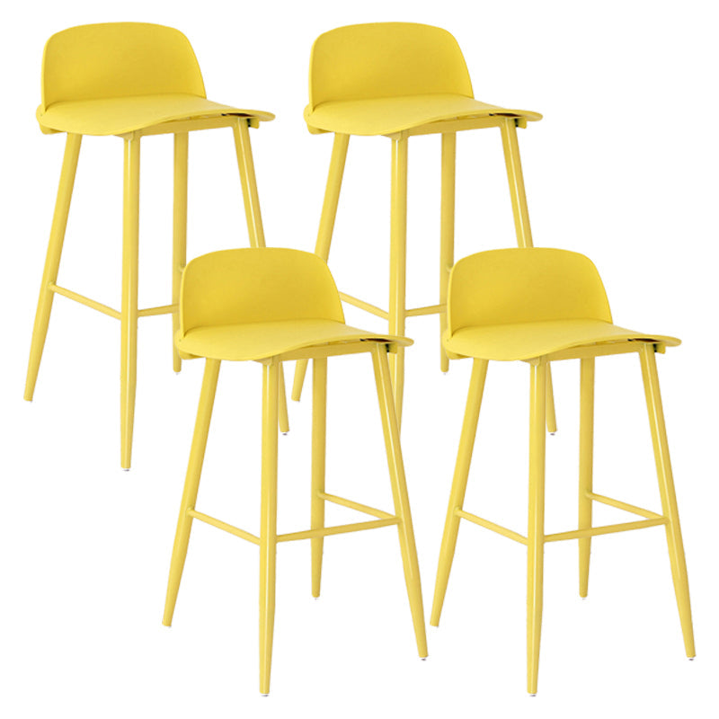 Modern Armless Backrest Counter Stool Iron Kitchen Bar Stool with Acrylic Seat and Pedal Light Yellow 4 Piece Set Clearhalo 'Bar Furniture' 'Bar Stools' 'bar_stools' 'furn' 'furn_bar_stools' 'Furniture' 'furniture_bar_stools' 'Kitchen & Dining Furniture' 4939823