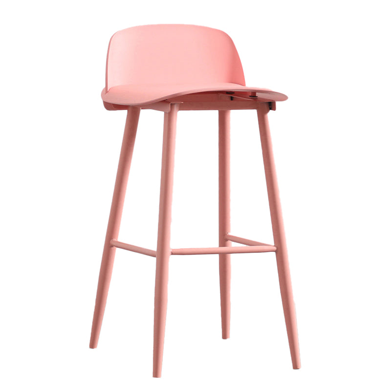 Modern Armless Backrest Counter Stool Iron Kitchen Bar Stool with Acrylic Seat and Pedal Nude Pink 1 Piece Clearhalo 'Bar Furniture' 'Bar Stools' 'bar_stools' 'furn' 'furn_bar_stools' 'Furniture' 'furniture_bar_stools' 'Kitchen & Dining Furniture' 4939824