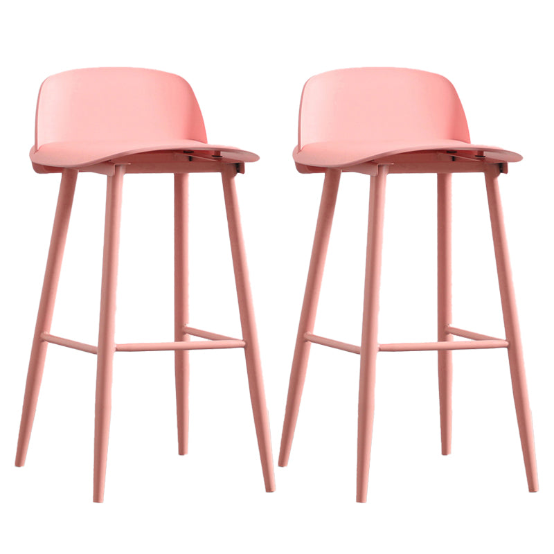 Modern Armless Backrest Counter Stool Iron Kitchen Bar Stool with Acrylic Seat and Pedal Nude Pink 2 Piece Set Clearhalo 'Bar Furniture' 'Bar Stools' 'bar_stools' 'furn' 'furn_bar_stools' 'Furniture' 'furniture_bar_stools' 'Kitchen & Dining Furniture' 4939825