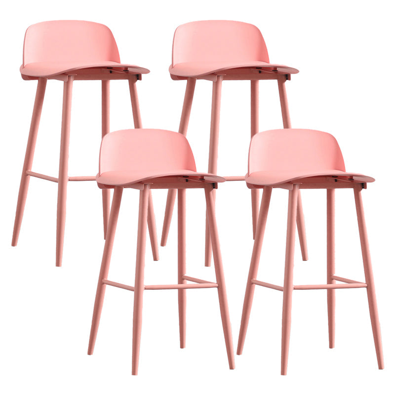 Modern Armless Backrest Counter Stool Iron Kitchen Bar Stool with Acrylic Seat and Pedal Nude Pink 4 Piece Set Clearhalo 'Bar Furniture' 'Bar Stools' 'bar_stools' 'furn' 'furn_bar_stools' 'Furniture' 'furniture_bar_stools' 'Kitchen & Dining Furniture' 4939826