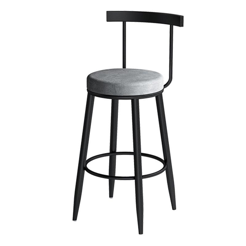 Modern Armless Backrest Counter Stool Iron Cafe Bar Stool with Velvet Cushion Gray 1 Piece Clearhalo 'Bar Furniture' 'Bar Stools' 'bar_stools' 'furn' 'furn_bar_stools' 'Furniture' 'furniture_bar_stools' 'Kitchen & Dining Furniture' 4939830