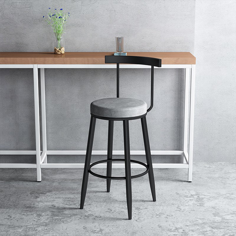 Modern Armless Backrest Counter Stool Iron Cafe Bar Stool with Velvet Cushion Clearhalo 'Bar Furniture' 'Bar Stools' 'bar_stools' 'furn' 'furn_bar_stools' 'Furniture' 'furniture_bar_stools' 'Kitchen & Dining Furniture' 4939832