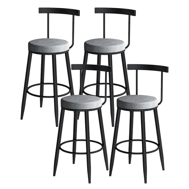 Modern Armless Backrest Counter Stool Iron Cafe Bar Stool with Velvet Cushion Gray 4 Piece Set Clearhalo 'Bar Furniture' 'Bar Stools' 'bar_stools' 'furn' 'furn_bar_stools' 'Furniture' 'furniture_bar_stools' 'Kitchen & Dining Furniture' 4939833