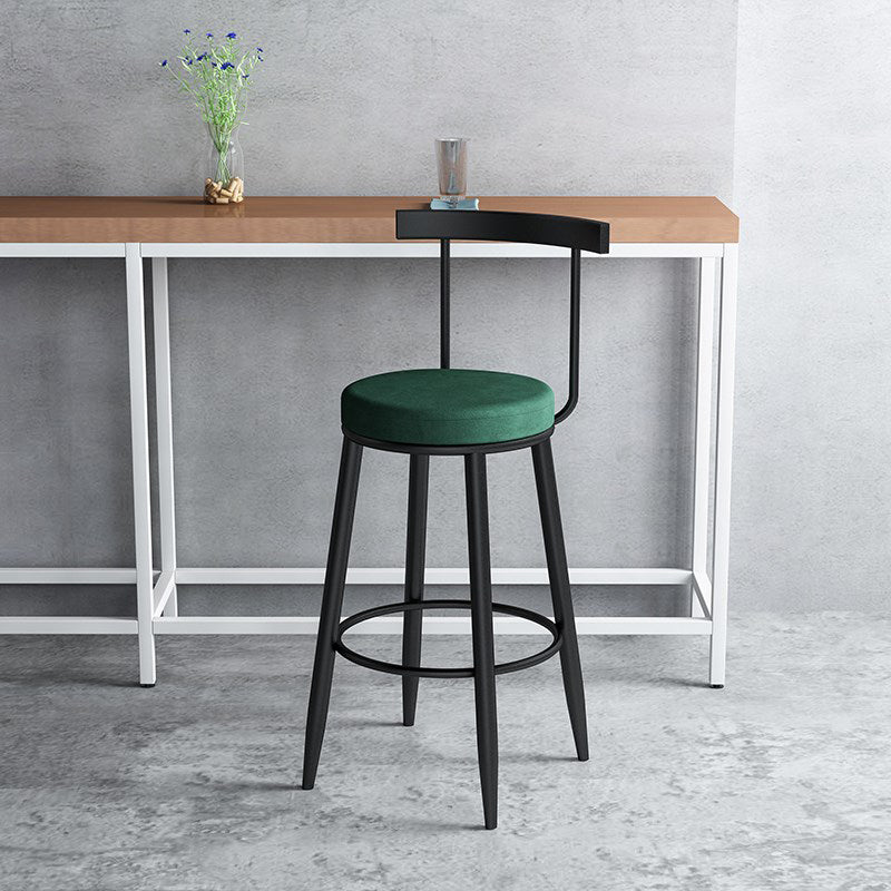 Modern Armless Backrest Counter Stool Iron Cafe Bar Stool with Velvet Cushion Clearhalo 'Bar Furniture' 'Bar Stools' 'bar_stools' 'furn' 'furn_bar_stools' 'Furniture' 'furniture_bar_stools' 'Kitchen & Dining Furniture' 4939834