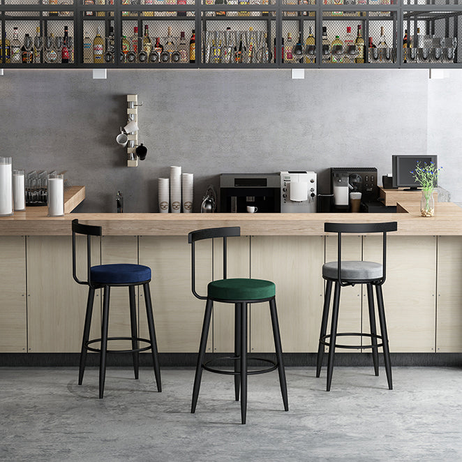 Modern Armless Backrest Counter Stool Iron Cafe Bar Stool with Velvet Cushion Clearhalo 'Bar Furniture' 'Bar Stools' 'bar_stools' 'furn' 'furn_bar_stools' 'Furniture' 'furniture_bar_stools' 'Kitchen & Dining Furniture' 4939835