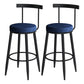 Modern Armless Backrest Counter Stool Iron Cafe Bar Stool with Velvet Cushion Blue 2 Piece Set Clearhalo 'Bar Furniture' 'Bar Stools' 'bar_stools' 'furn' 'furn_bar_stools' 'Furniture' 'furniture_bar_stools' 'Kitchen & Dining Furniture' 4939837