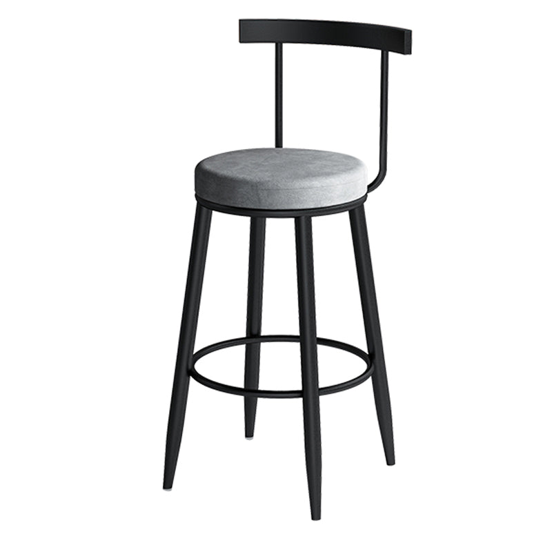 Modern Armless Backrest Counter Stool Iron Cafe Bar Stool with Velvet Cushion Clearhalo 'Bar Furniture' 'Bar Stools' 'bar_stools' 'furn' 'furn_bar_stools' 'Furniture' 'furniture_bar_stools' 'Kitchen & Dining Furniture' 4939838