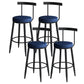 Modern Armless Backrest Counter Stool Iron Cafe Bar Stool with Velvet Cushion Blue 4 Piece Set Clearhalo 'Bar Furniture' 'Bar Stools' 'bar_stools' 'furn' 'furn_bar_stools' 'Furniture' 'furniture_bar_stools' 'Kitchen & Dining Furniture' 4939839