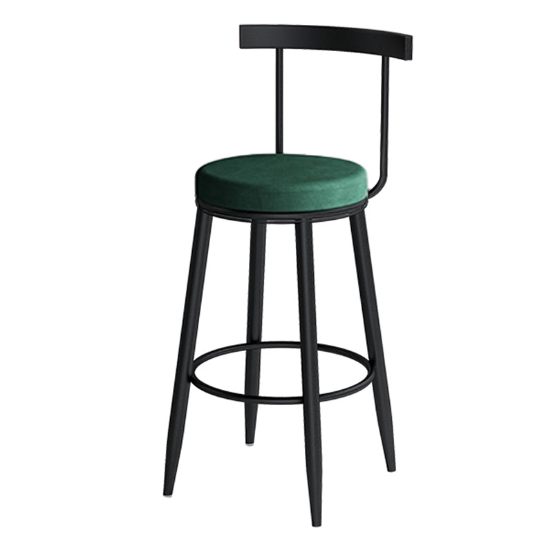 Modern Armless Backrest Counter Stool Iron Cafe Bar Stool with Velvet Cushion Green 1 Piece Clearhalo 'Bar Furniture' 'Bar Stools' 'bar_stools' 'furn' 'furn_bar_stools' 'Furniture' 'furniture_bar_stools' 'Kitchen & Dining Furniture' 4939842
