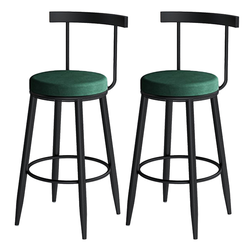 Modern Armless Backrest Counter Stool Iron Cafe Bar Stool with Velvet Cushion Green 2 Piece Set Clearhalo 'Bar Furniture' 'Bar Stools' 'bar_stools' 'furn' 'furn_bar_stools' 'Furniture' 'furniture_bar_stools' 'Kitchen & Dining Furniture' 4939843