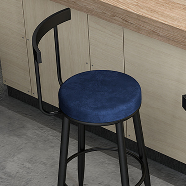 Modern Armless Backrest Counter Stool Iron Cafe Bar Stool with Velvet Cushion Clearhalo 'Bar Furniture' 'Bar Stools' 'bar_stools' 'furn' 'furn_bar_stools' 'Furniture' 'furniture_bar_stools' 'Kitchen & Dining Furniture' 4939844