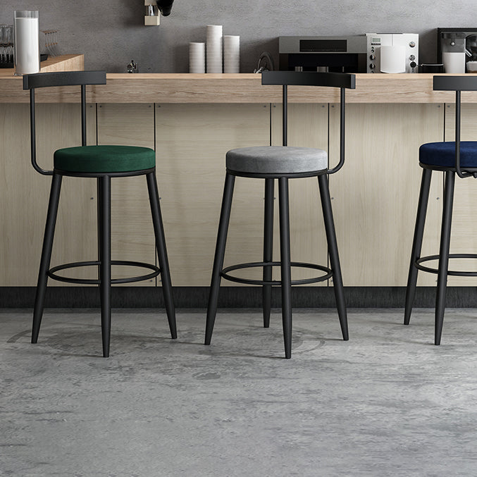 Modern Armless Backrest Counter Stool Iron Cafe Bar Stool with Velvet Cushion Clearhalo 'Bar Furniture' 'Bar Stools' 'bar_stools' 'furn' 'furn_bar_stools' 'Furniture' 'furniture_bar_stools' 'Kitchen & Dining Furniture' 4939849