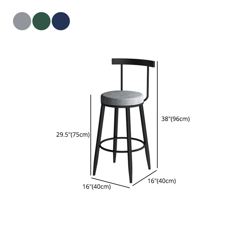 Modern Armless Backrest Counter Stool Iron Cafe Bar Stool with Velvet Cushion Clearhalo 'Bar Furniture' 'Bar Stools' 'bar_stools' 'furn' 'furn_bar_stools' 'Furniture' 'furniture_bar_stools' 'Kitchen & Dining Furniture' 4939858
