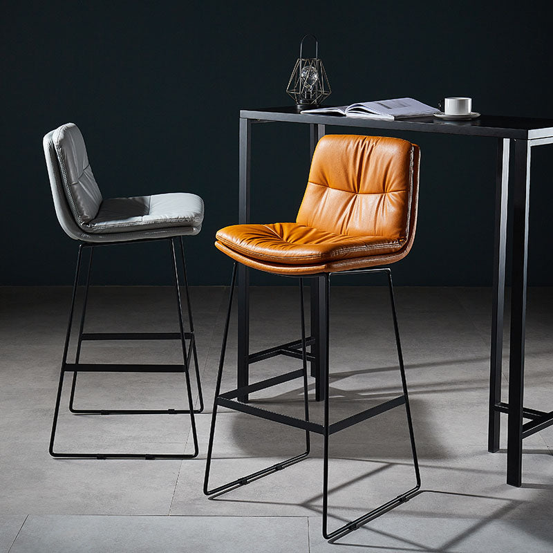 Scandinavian Matte Finish Leather Barstool Restaurant Upholstered Stool Clearhalo 'Bar Furniture' 'Bar Stools' 'bar_stools' 'furn' 'furn_bar_stools' 'Furniture' 'furniture_bar_stools' 'Kitchen & Dining Furniture' 4939862