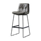 Scandinavian Matte Finish Leather Barstool Restaurant Upholstered Stool Dark Gray 1 Piece Bar Stool(30"H) Clearhalo 'Bar Furniture' 'Bar Stools' 'bar_stools' 'furn' 'furn_bar_stools' 'Furniture' 'furniture_bar_stools' 'Kitchen & Dining Furniture' 4939863