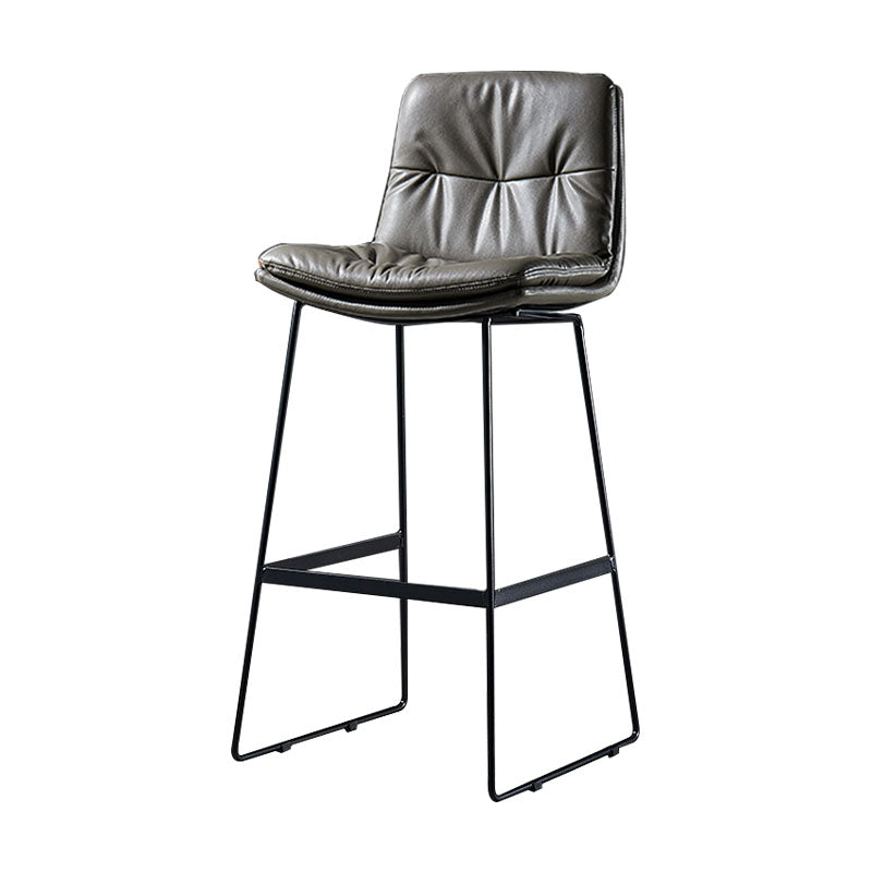 Scandinavian Matte Finish Leather Barstool Restaurant Upholstered Stool Dark Gray 1 Piece Bar Stool(30"H) Clearhalo 'Bar Furniture' 'Bar Stools' 'bar_stools' 'furn' 'furn_bar_stools' 'Furniture' 'furniture_bar_stools' 'Kitchen & Dining Furniture' 4939863