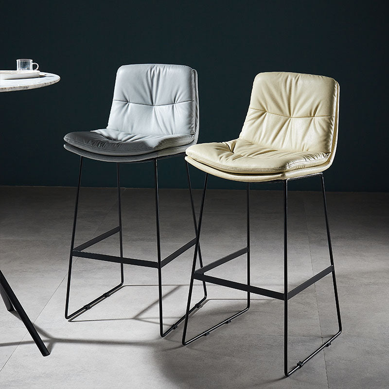 Scandinavian Matte Finish Leather Barstool Restaurant Upholstered Stool Clearhalo 'Bar Furniture' 'Bar Stools' 'bar_stools' 'furn' 'furn_bar_stools' 'Furniture' 'furniture_bar_stools' 'Kitchen & Dining Furniture' 4939864