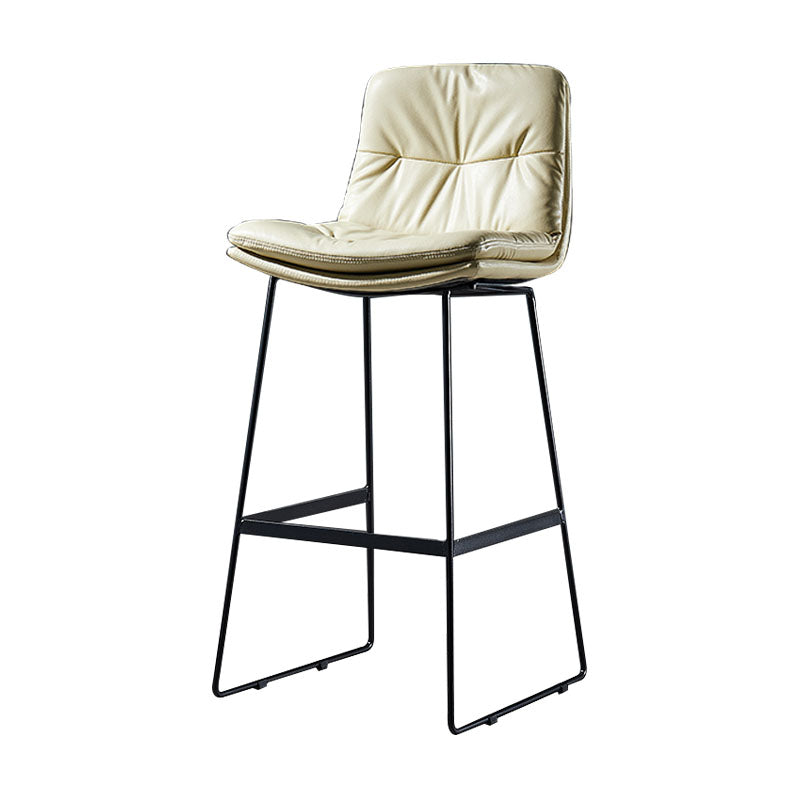 Scandinavian Matte Finish Leather Barstool Restaurant Upholstered Stool Beige 1 Piece Bar Stool(30"H) Clearhalo 'Bar Furniture' 'Bar Stools' 'bar_stools' 'furn' 'furn_bar_stools' 'Furniture' 'furniture_bar_stools' 'Kitchen & Dining Furniture' 4939865