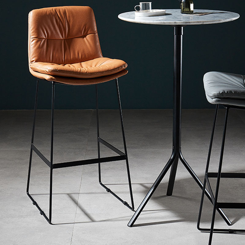 Scandinavian Matte Finish Leather Barstool Restaurant Upholstered Stool Clearhalo 'Bar Furniture' 'Bar Stools' 'bar_stools' 'furn' 'furn_bar_stools' 'Furniture' 'furniture_bar_stools' 'Kitchen & Dining Furniture' 4939866