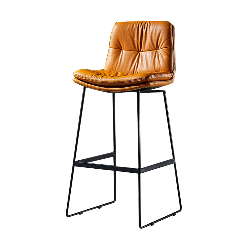 Scandinavian Matte Finish Leather Barstool Restaurant Upholstered Stool Clearhalo 'Bar Furniture' 'Bar Stools' 'bar_stools' 'furn' 'furn_bar_stools' 'Furniture' 'furniture_bar_stools' 'Kitchen & Dining Furniture' 4939867