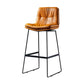 Scandinavian Matte Finish Leather Barstool Restaurant Upholstered Stool Orange 1 Piece Bar Stool(30"H) Clearhalo 'Bar Furniture' 'Bar Stools' 'bar_stools' 'furn' 'furn_bar_stools' 'Furniture' 'furniture_bar_stools' 'Kitchen & Dining Furniture' 4939868