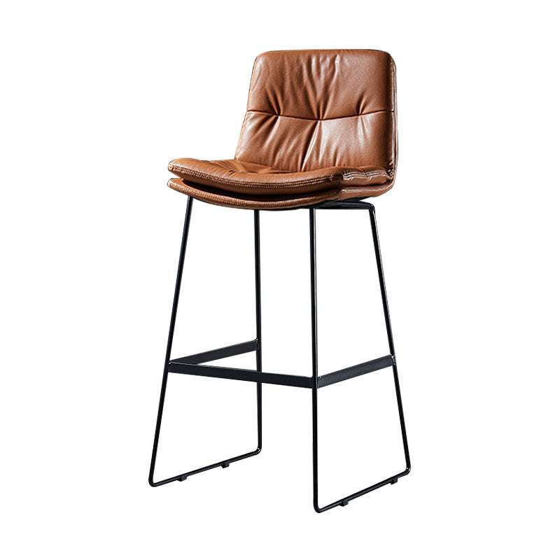 Scandinavian Matte Finish Leather Barstool Restaurant Upholstered Stool Brown 1 Piece Bar Stool(30"H) Clearhalo 'Bar Furniture' 'Bar Stools' 'bar_stools' 'furn' 'furn_bar_stools' 'Furniture' 'furniture_bar_stools' 'Kitchen & Dining Furniture' 4939875