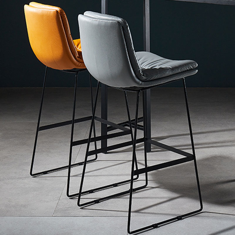 Scandinavian Matte Finish Leather Barstool Restaurant Upholstered Stool Clearhalo 'Bar Furniture' 'Bar Stools' 'bar_stools' 'furn' 'furn_bar_stools' 'Furniture' 'furniture_bar_stools' 'Kitchen & Dining Furniture' 4939876