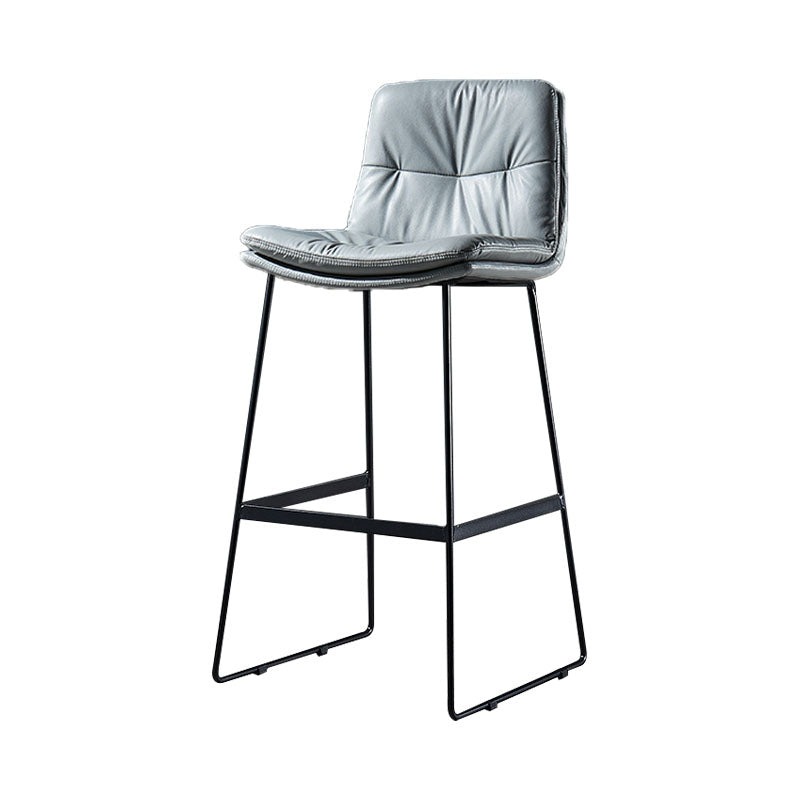Scandinavian Matte Finish Leather Barstool Restaurant Upholstered Stool Light Gray 1 Piece Bar Stool(30"H) Clearhalo 'Bar Furniture' 'Bar Stools' 'bar_stools' 'furn' 'furn_bar_stools' 'Furniture' 'furniture_bar_stools' 'Kitchen & Dining Furniture' 4939877